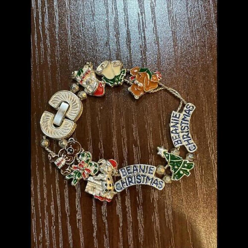 Beanie Christmas Slide Bracelet Beanie Babies Silver-Tone